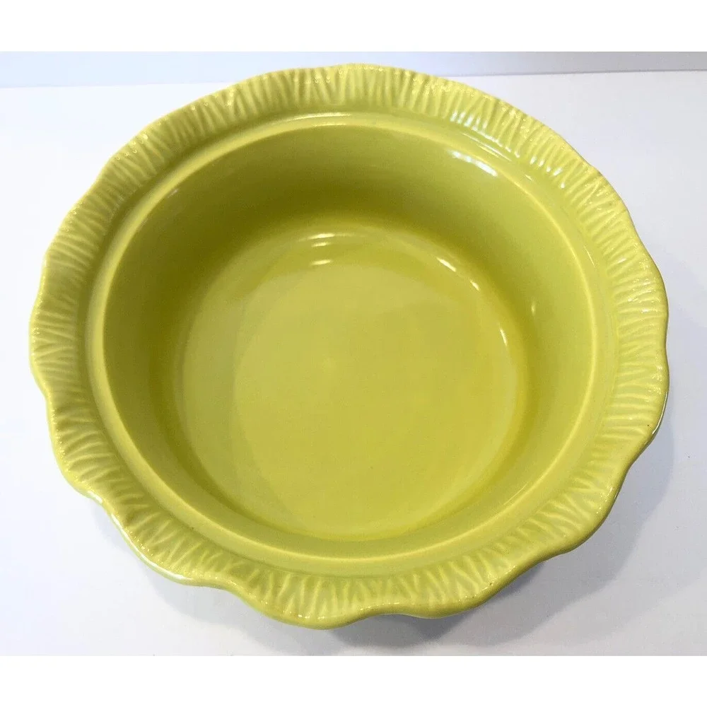 VTG 1956 Miramar Of California Pottery Dish Bowl 600 No Lid Lime Green with tray - Picture 3 of 11